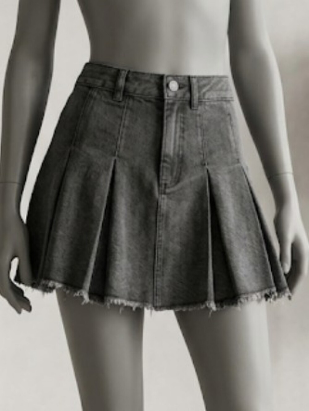 LAST CHANCE Pleated Mini Skirt in Washed Charcoal (Sz S)